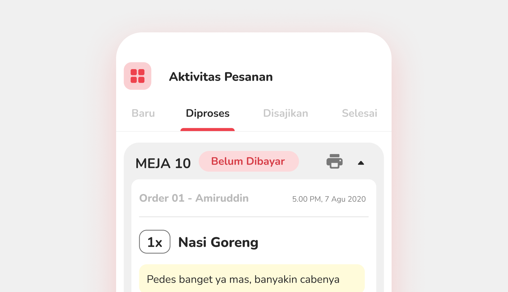 Simplified order status updates